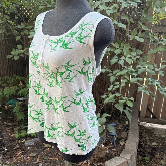 Women’s Marc Lauge Green & White Sleeveless Tank Top. L. 50% cotton 50% modal - Picture 3 of 7